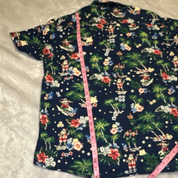 Free Planet Button Up Shirt Mens Size 2X Short Sleeve Hawaiian Santa Beach Print - Picture 10 of 12